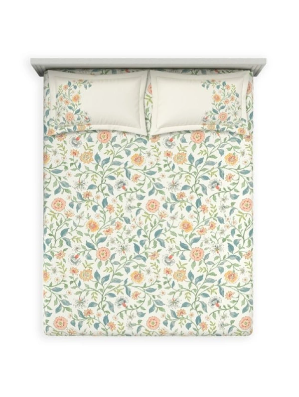 Ddecor Bedsheet King Size Bedsheet Digital Print Ethenic Bedsheet 2.74 Meter X 2.74 Meter With 2 Pillow Cover  - 2.74 M X 2.74 M