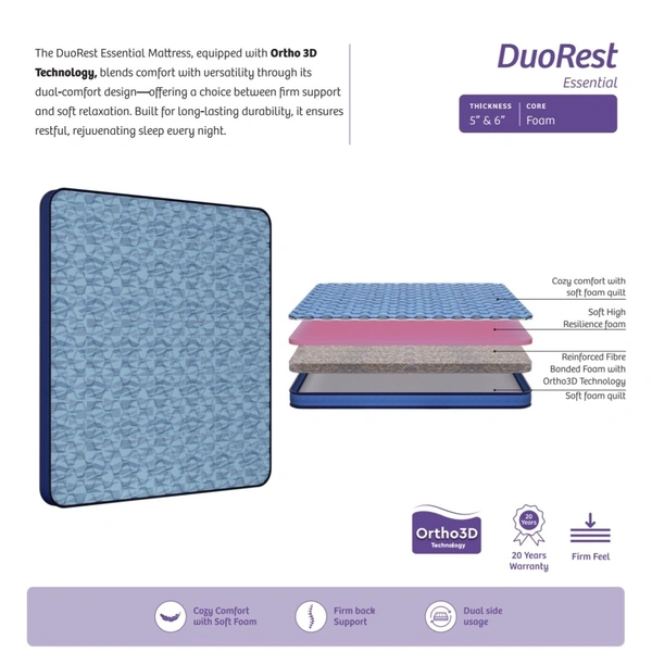 Kurlon DuoRest Essential Mattress 5 Inch / 6 Inch Kurlon Bonded Mattresses In Ahmedabad Call 9624407991 - 72 X 48, 5 Inch Thickness