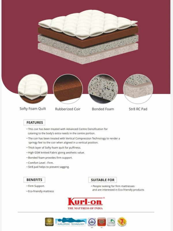 Kurlon Mattress Kurlobond 6 Inch Mattress Best Coir Mattress - 78 X 72, 6 Inch Thickness