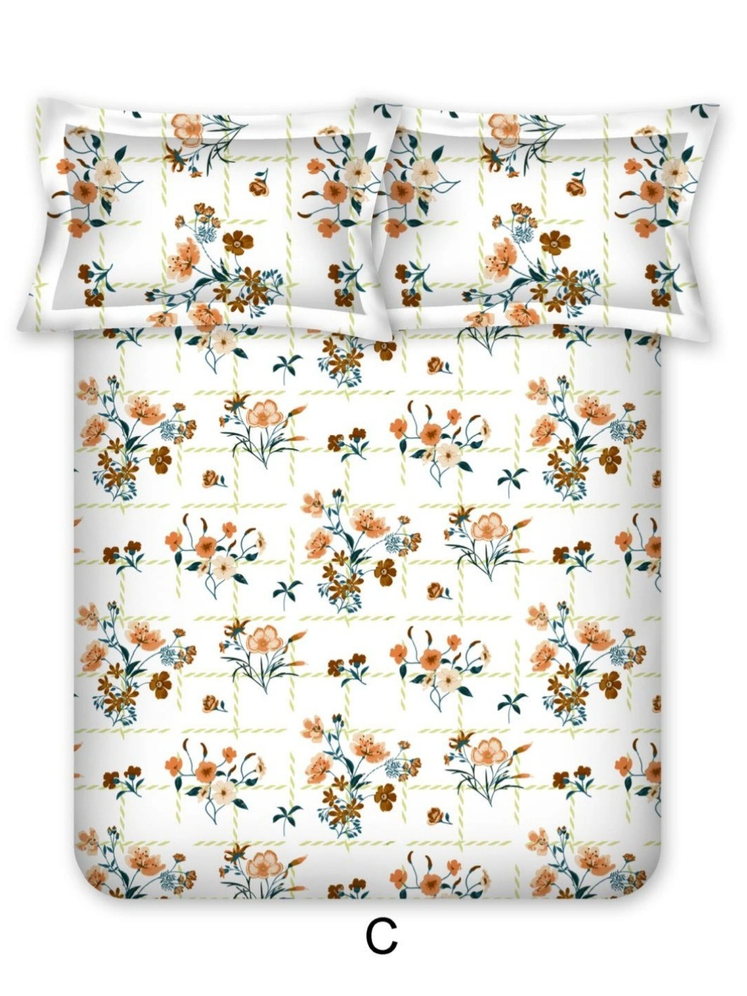Bombay Dyeing King size Cotton Bedsheets - Design C, 2.74 M X 2.74 M