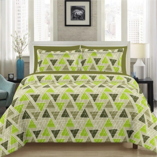 Bedsheet Queen Size Double Bed Sheet Cotton With 2 Pillow Covers - 2.24 M X 2.44 M, Geometric 1
