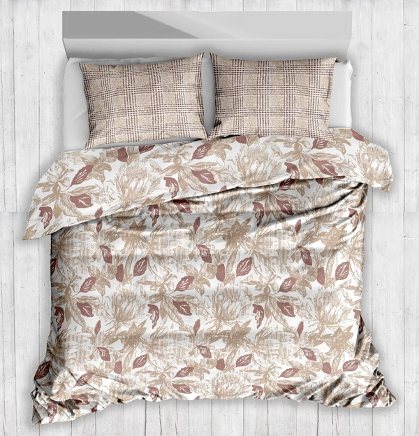 Bedsheet King Size Double Bed Sheet With 2 Pillow Covers - 2.74 M X 2.74 M, Design 1