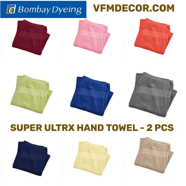 Bombay Dyeing Cotton Hand Towel Super Ultrx 650 Gsm 2 Pc Napkins Set