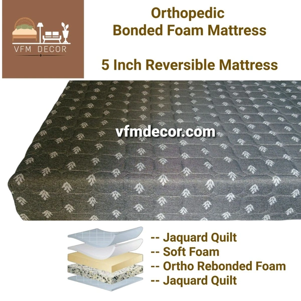 VFMDECOR Orthopedic Rebonded Foam Mattress 5 Inch Mattress Bonded Mattresses - 72 X 48, 5 Inch Thickness