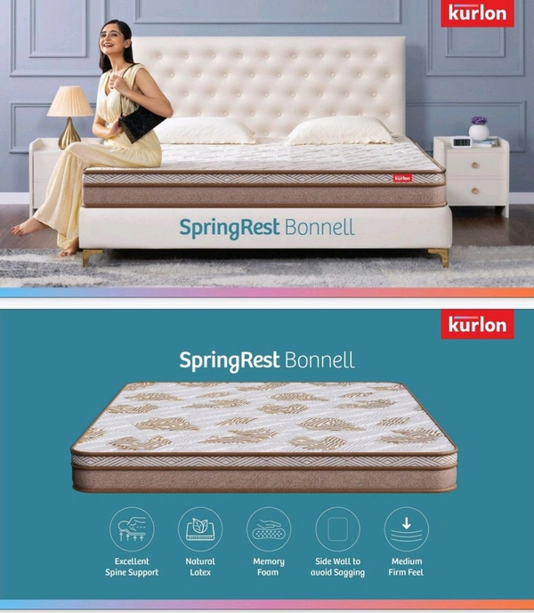 Kurlon SpringRest Bonnell Essential Mattress 6 Inch / 8 Inch Bonnel Spring Mattresses - 72 X 30, 6 Inch Thickness