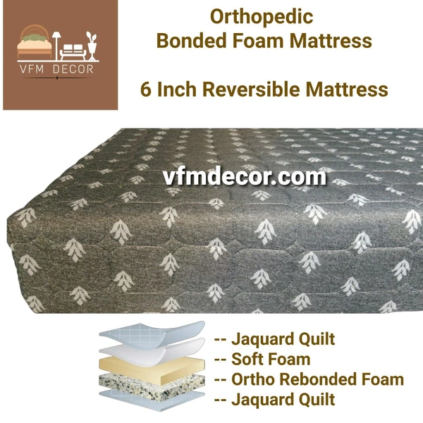 VFMDECOR Orthopedic Rebonded Foam Mattress 6 Inch Mattress Bonded Mattresses - 72 X 48, 6 Inch Thickness