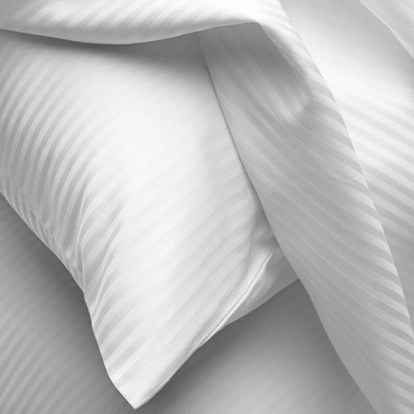 King Size Bedsheet White Stripes 100 % Cotton 210 Tc 108" X 108" - 2.74 M X 2.74 M