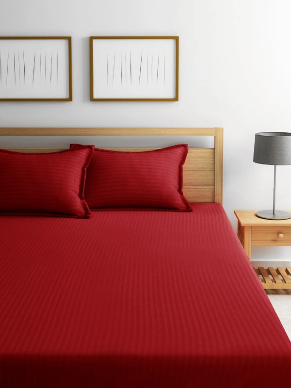 King Size Bedsheet Stripes 100 % Cotton 210 Tc 108" X 108" - 2.74 M X 2.74 M
