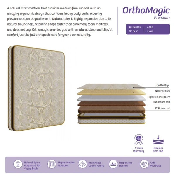 Kurlon Mattress Ortho Magic Premium 7 Inch / 8 Inch