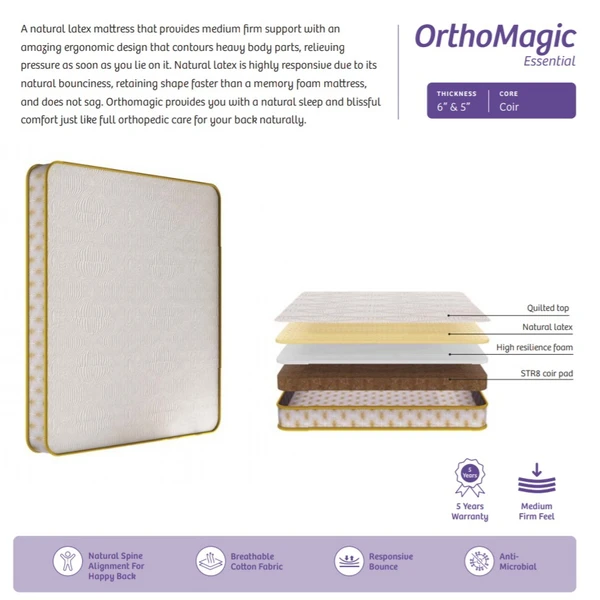 Kurlon Mattress Ortho Magic Essential 5 Inch / 6 Inch