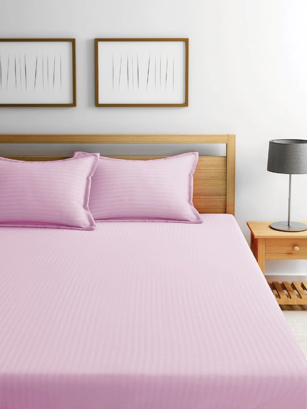 King Size Bedsheet Striped 100 % Cotton 210 Tc 108" X 108" - 2.74 M X 2.74 M