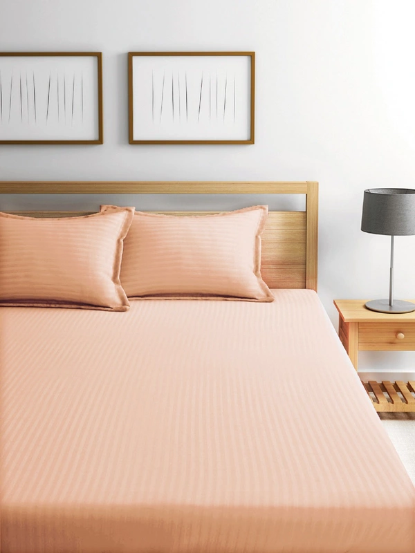 King Size Bedsheet Striped 100 % Cotton 210 Tc 108" X 108" - 2.74 M X 2.74 M