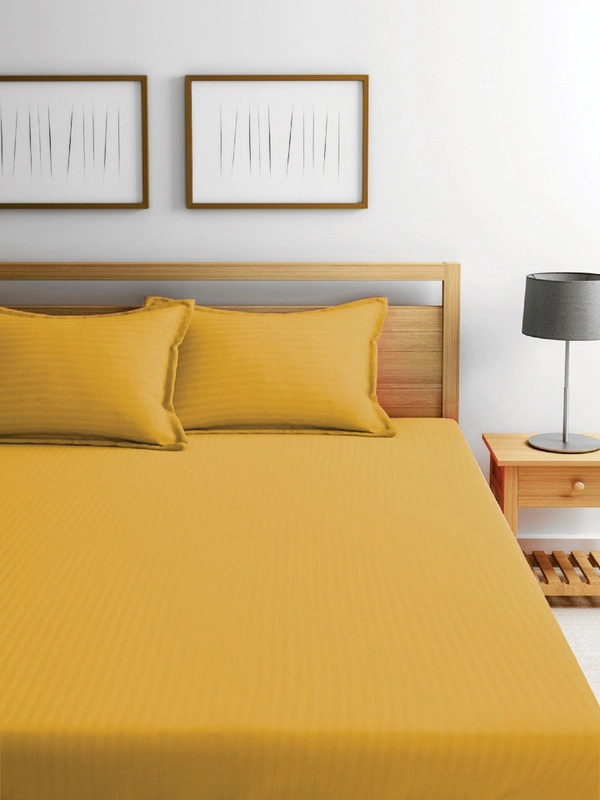 King Size Bedsheet Stripes 100 % Cotton 210 Tc 108" X 108" - 2.74 M X 2.74 M