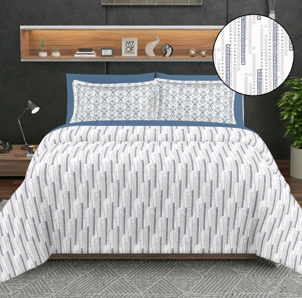 2 Single Cotton Bedsheets 60" X 100" With 2 Pillow Covers - 1.50 M X 2.54 M - 2pc