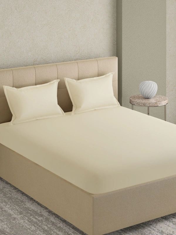 King size Bed sheet Plain 300 Tc Cotton Double Bedsheet - 2.74 M X 2.74 M