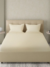 King size Bed sheet Plain 300 Tc Cotton Double Bedsheet - 2.74 M X 2.74 M