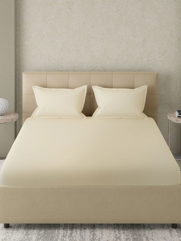 King size Bed sheet Plain 300 Tc Cotton Double Bedsheet - 2.74 M X 2.74 M