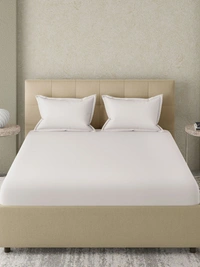 King size Bed sheet Plain 300 Tc Cotton Double Bedsheet White - 2.74 M X 2.74 M
