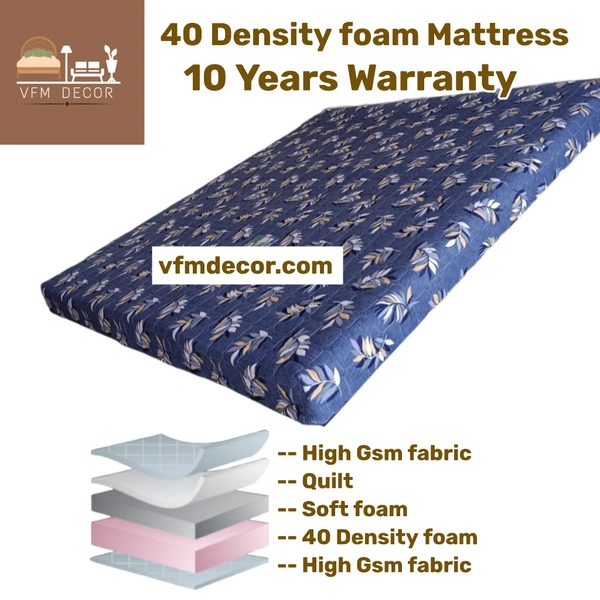 40 Density Foam Mattress 5 Inch Foam Mattress  - 72 X 72, 5 Inch Thickness