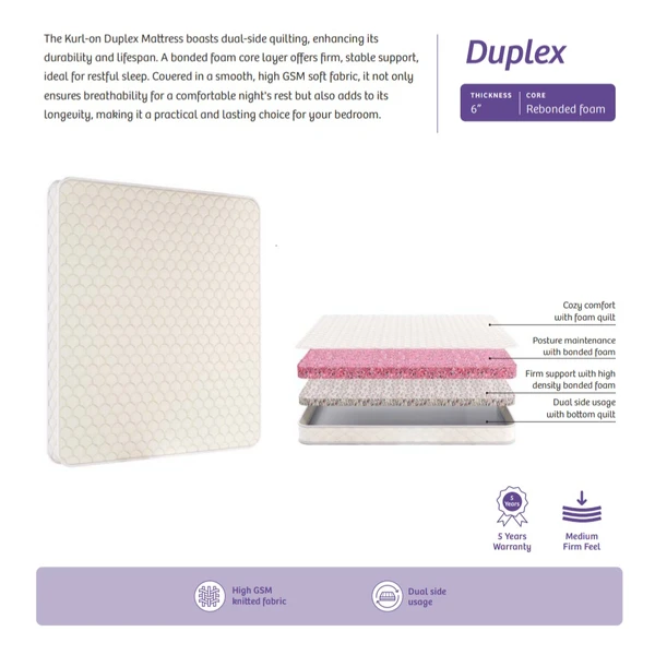 Kurlon Mattress Duplex 6 Inch Bonded foam Mattress