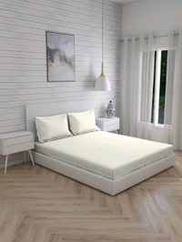 Arvind King size BedSheet Plain 400 Tc Cotton Double Bed sheet Heavy Tc 108" X 108" Ivory Colour  - 2.74 M X 2.74 M