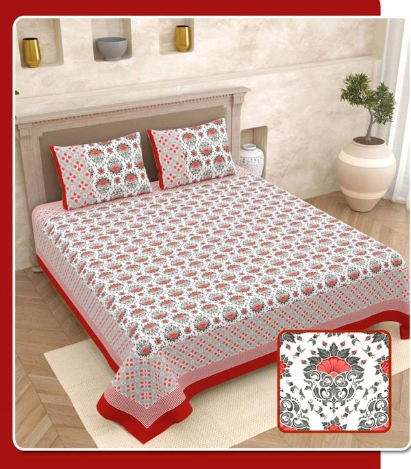 Super King Size Bedsheets 120 inch x 120 inch Bedsheet With 2 Pillow Cover Jaipur Bedsheet  - 3.00 M X 3.00 M