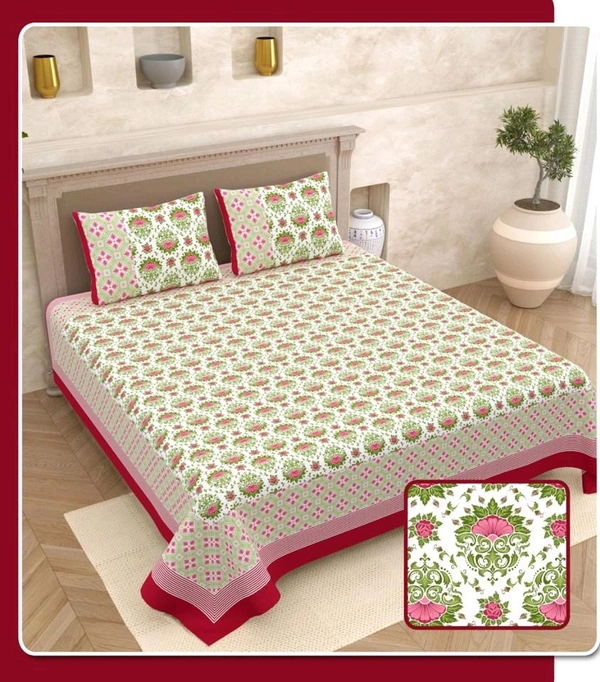 Super King Size Bedsheets 120 inch x 120 inch Bedsheet With 2 Pillow Cover Jaipur Bedsheet  - 3.00 M X 3.00 M