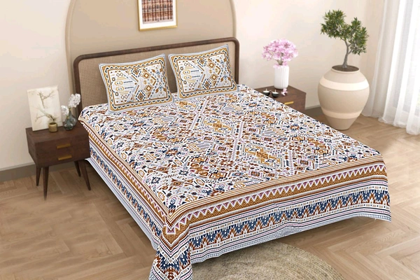 Jaipur King Size Bed Sheet Double bedsheet  Shop Online 108 Inch X 108 Inch With 2 Pillow Cover  - 2.74 M X 2.74 M