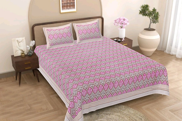 Jaipur King Size Bed Sheet Double bedsheet  Shop Online 108 Inch X 108 Inch With 2 Pillow Cover  - 2.74 M X 2.74 M