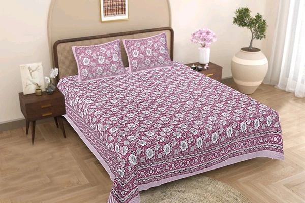 Jaipur King Size Bed Sheet Double bedsheet  Shop Online 108 Inch X 108 Inch With 2 Pillow Cover  - 2.74 M X 2.74 M