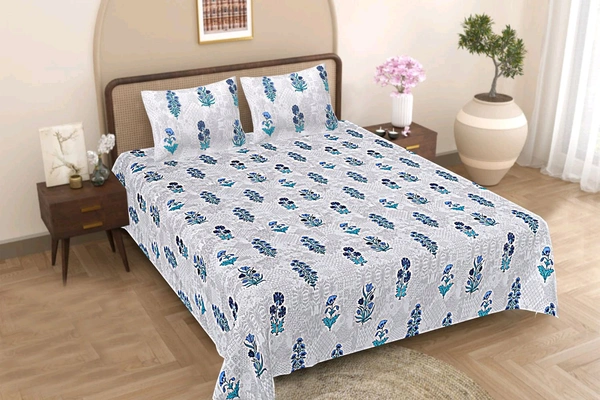 Jaipur King Size Bed Sheet Double bedsheet  Shop Online 108 Inch X 108 Inch With 2 Pillow Cover  - 2.74 M X 2.74 M
