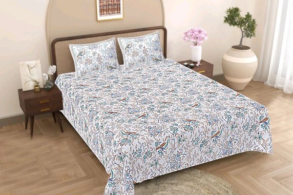 Jaipur King Size Bed Sheet Double bedsheet  Shop Online 108 Inch X 108 Inch With 2 Pillow Cover  - 2.74 M X 2.74 M
