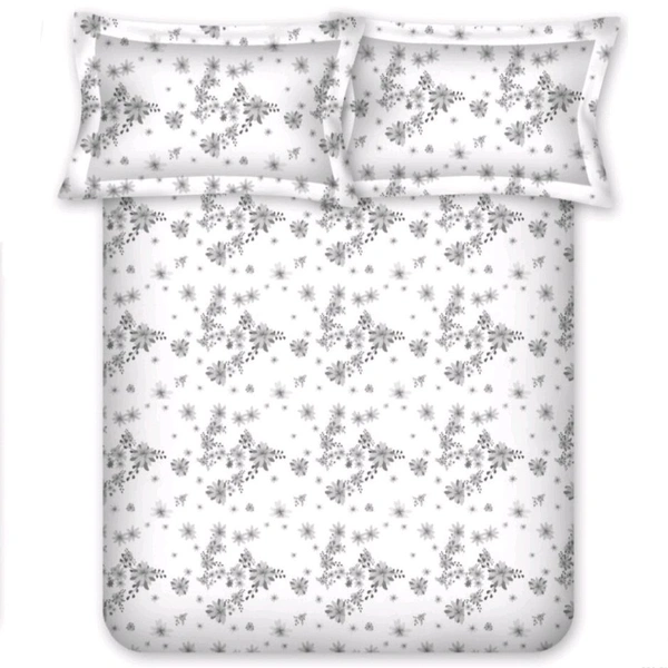 Bombay Dyeing Single Bedsheets Cotton 2 Bedsheets With 2 Pillow Covers Set Grey Floral Print  - 1.50 M X 2.24 M - 2pc
