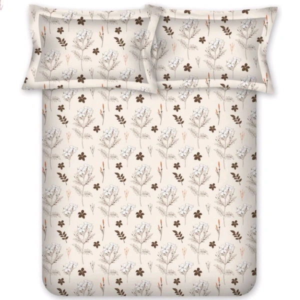 Bombay Dyeing Single Bedsheets Cotton 2 Bedsheets With 2 Pillow Covers Set Brown Floral Print  - 1.50 M X 2.24 M - 2pc