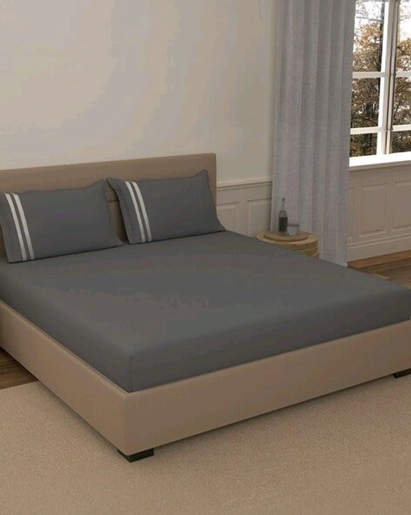 Portico Bedsheet King Size Light Grey Plain Bedsheet Heavy Tc 108 X 108 Inch - 2.74 M X 2.74 M