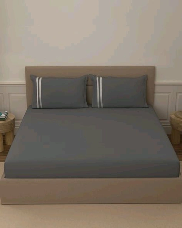 Portico Bedsheet King Size Light Grey Plain Bedsheet Heavy Tc 108 X 108 Inch - 2.74 M X 2.74 M