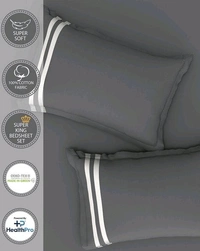 Portico Bedsheet King Size Light Grey Plain Bedsheet Heavy Tc 108 X 108 Inch - 2.74 M X 2.74 M