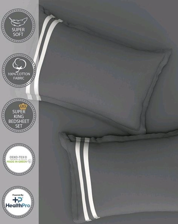 Portico Bedsheet King Size Light Grey Plain Bedsheet Heavy Tc 108 X 108 Inch - 2.74 M X 2.74 M
