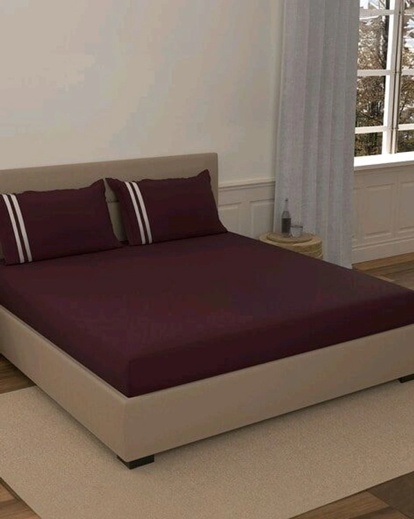 Portico Bedsheet King Size Maroon Plain Bedsheet Heavy Tc 108 X 108 Inch - 2.74 M X 2.74 M