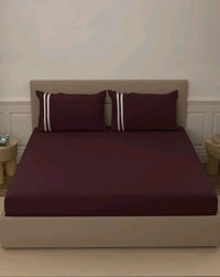 Portico Bedsheet King Size Maroon Plain Bedsheet Heavy Tc 108 X 108 Inch - 2.74 M X 2.74 M