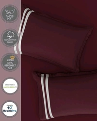 Portico Bedsheet King Size Maroon Plain Bedsheet Heavy Tc 108 X 108 Inch - 2.74 M X 2.74 M