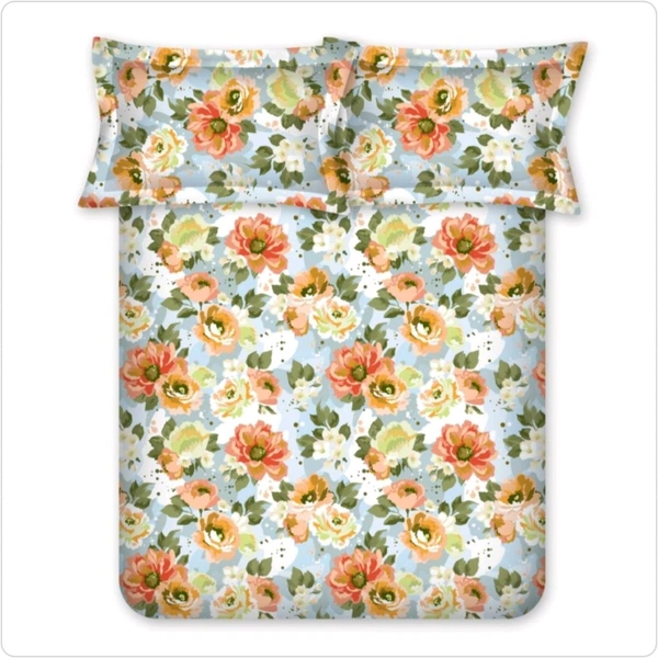 Bombay Dyeing King Size Bedsheet Cotton Bed Sheet 9 Feet X 9 Feet With 2 Pillow Covers - 2.74 M X 2.74 M