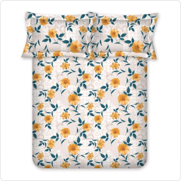 Bombay Dyeing King Size Bedsheet Cotton Bed Sheet 9 Feet X 9 Feet With 2 Pillow Covers - 2.74 M X 2.74 M