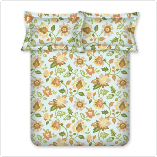 Bombay Dyeing King Size Bedsheet Cotton Bed Sheet 9 Feet X 9 Feet With 2 Pillow Covers - 2.74 M X 2.74 M