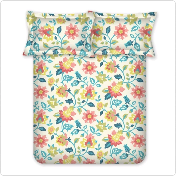 Bombay Dyeing King Size Bedsheet Cotton Bed Sheet 9 Feet X 9 Feet With 2 Pillow Covers - 2.74 M X 2.74 M