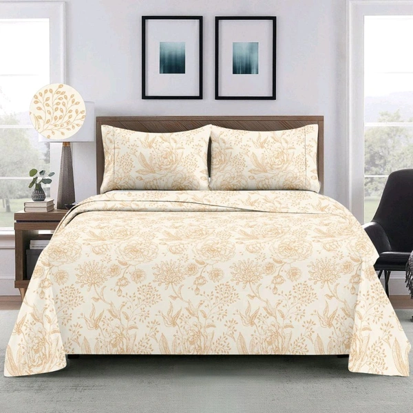 Super King Size Bedsheet 120 X 120 Inch Bed Sheet With 2 Pillow Covers 400 Tc Heavy Premium Quality Smooth Bedsheet  - 3.00 M X 3.00 M