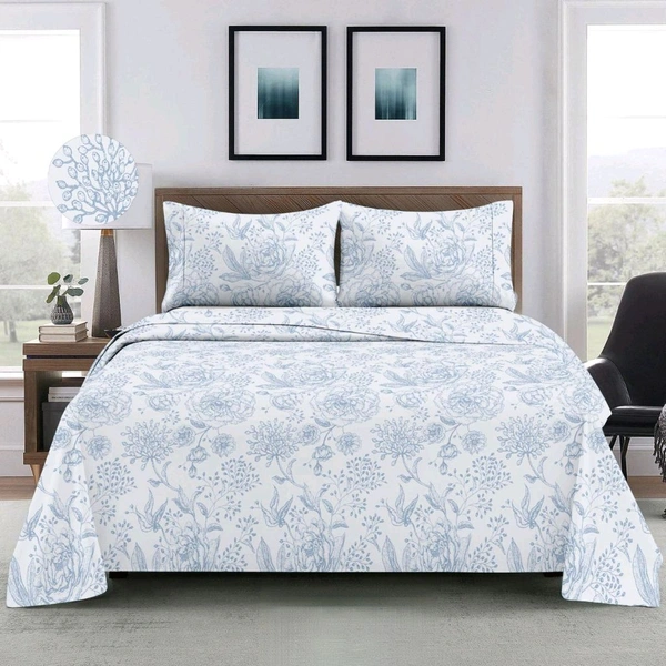 Super King Size Bedsheet 120 X 120 Inch Bed Sheet With 2 Pillow Covers 400 Tc Heavy Premium Quality Smooth Bedsheet  - 3.00 M X 3.00 M