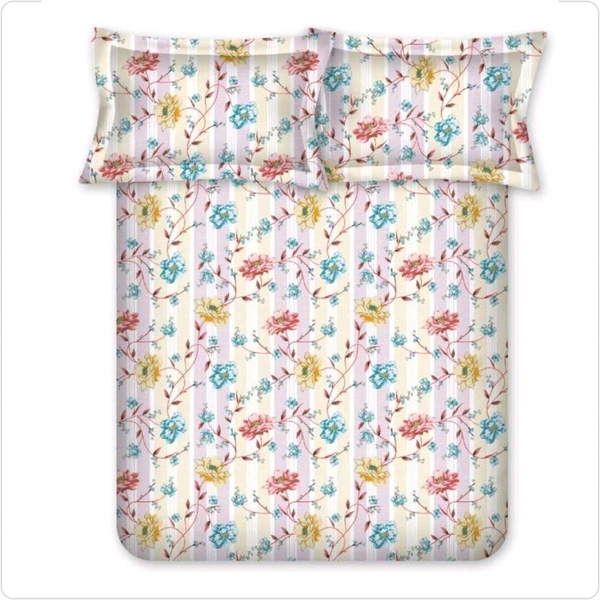Bombay Dyeing King Size Bedsheet Cotton Bed Sheet 108 X 108 Inch With 2 Pillow Covers - 2.74 M X 2.74 M