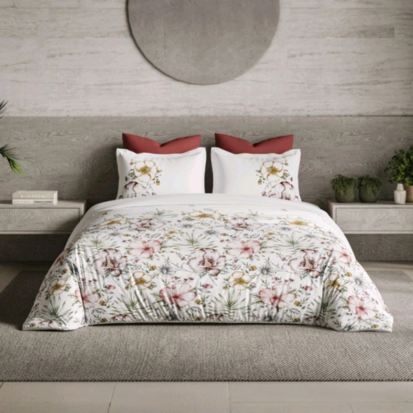 Ddecor Bedsheet King Size Bedsheet Digital Print Floral Bedsheet 9 Feet X 9 Feet With 2 Pillow Cover  - 2.74 M X 2.74 M