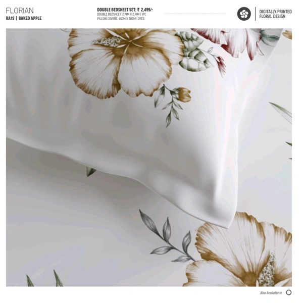 Ddecor Bedsheet King Size Bedsheet Digital Print Floral Bedsheet 9 Feet X 9 Feet With 2 Pillow Cover  - 2.74 M X 2.74 M